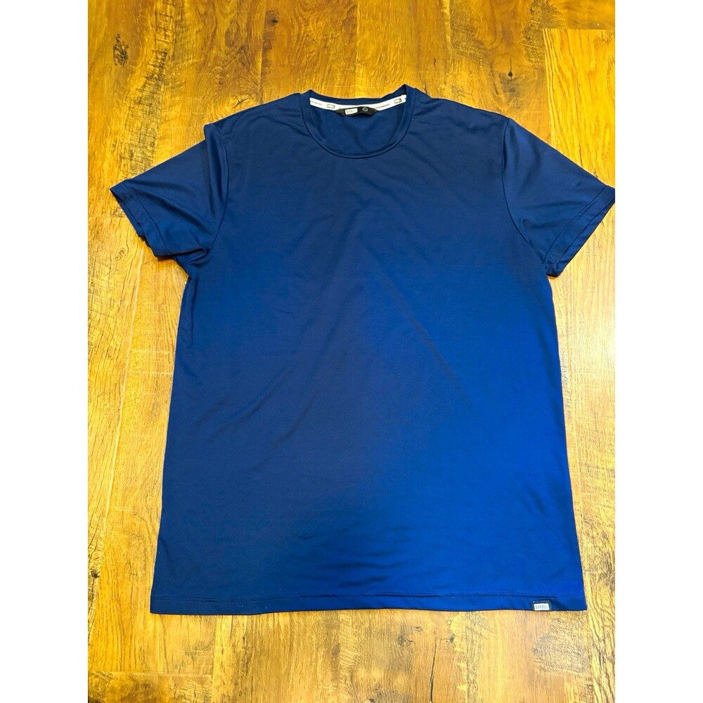 Barbell Mens L Navy Crew Neck Short Sleeve Stretch Logo Pullover T-Shirt